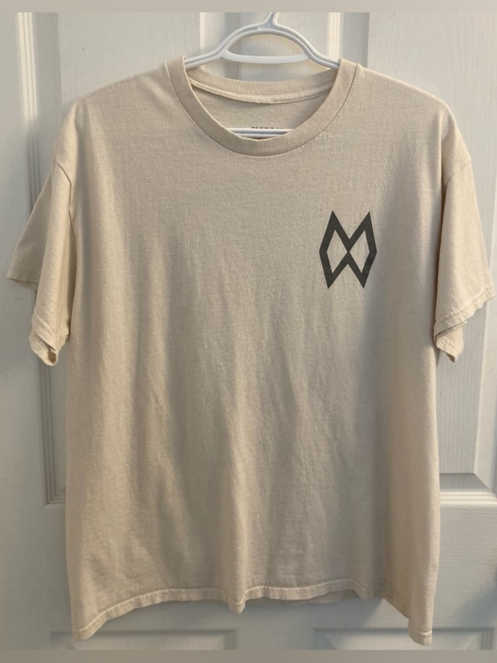 MORGAN WALLEN MW vintage style cream white, gray t-shirt, 100% cotton, large